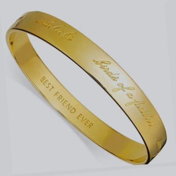 Kate Spade - Bridesmaid Idiom Bangle, gold tone bangle best friend ever engraved - Picture 9 of 10